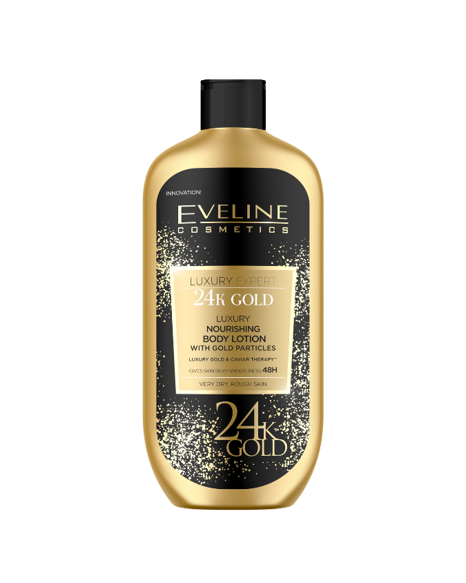 Eveline — Leite Corporal com Brilho – Luxury 24K Gold Nourish With Gold Particles 350ml